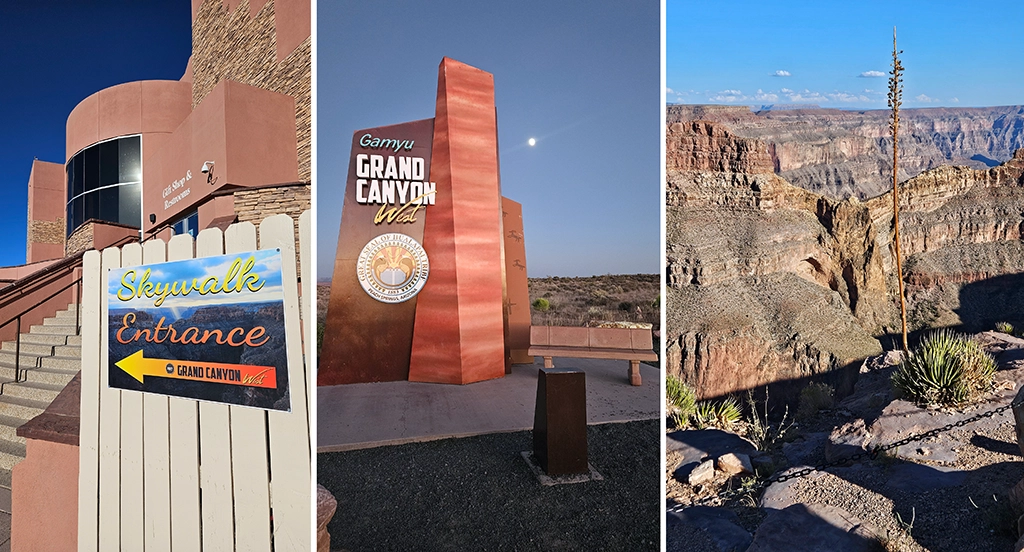 Eingang zum Skywalk und Aussichtspunkte am Grand Canyon West im Gebiet der Hualapai Nation in Arizona.