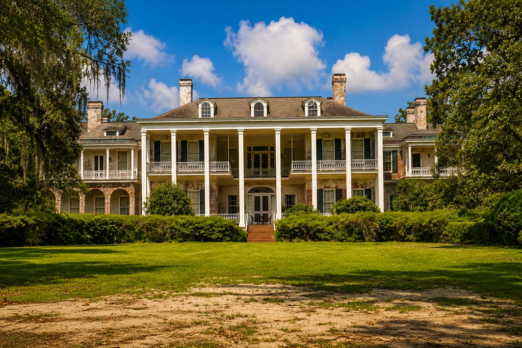 Historisches Haupthaus der Pebble Hill Plantation bei Thomasville in Georgia.