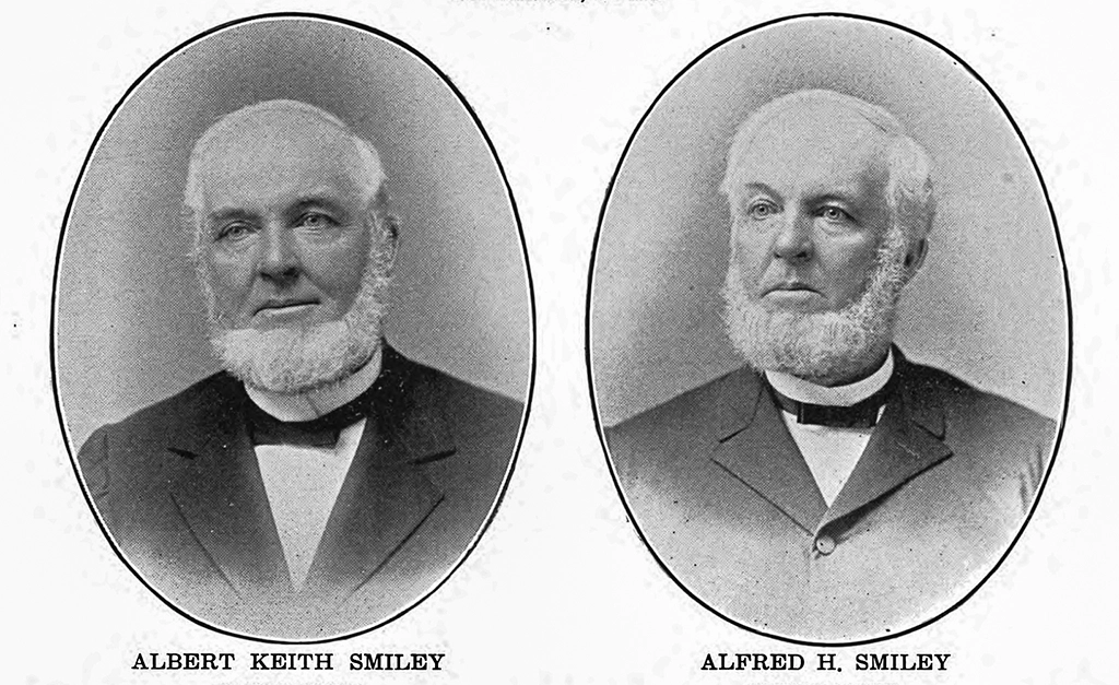 Historische Porträts der Brüder Albert Keith Smiley und Alfred H. Smiley.