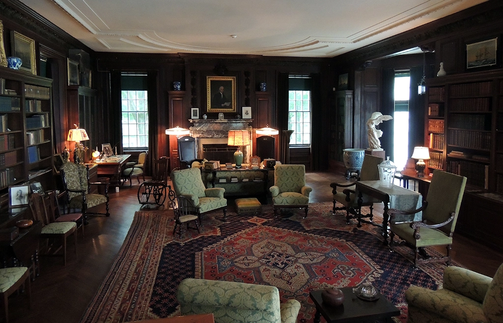 Bibliothek und Arbeitszimmer von Franklin D. Roosevelt in Springwood, Hyde Park.